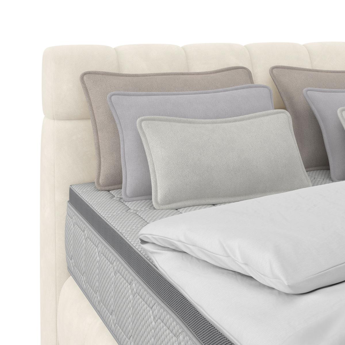 Boxspringbett Nobu Champagner, Lf: 140x200 cm - Champagner/Schwarz, Trend, Holz/Textil (140/200cm)