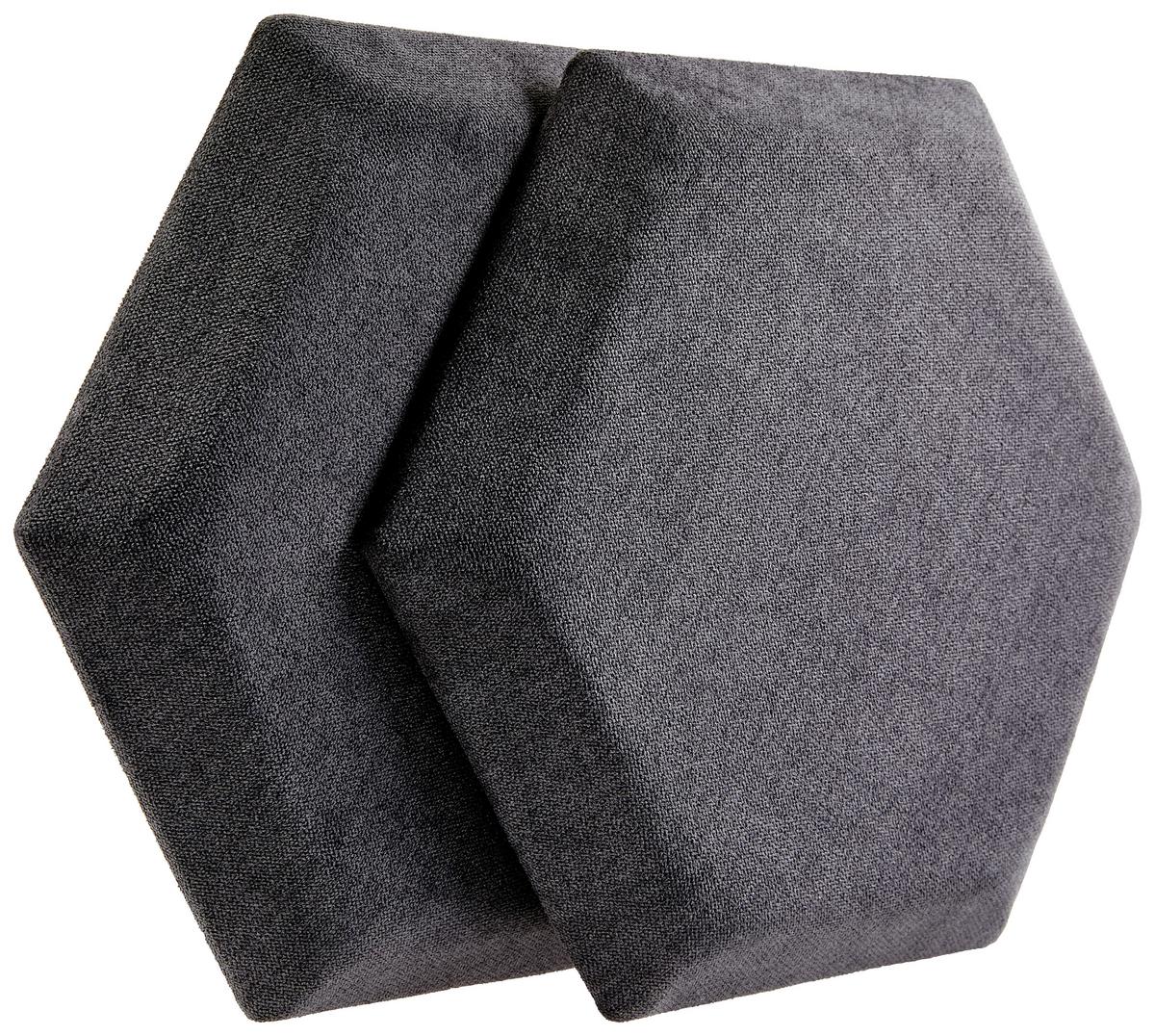 čalouněný panel 2ks, 36x32cm hexagon, tmavě šedá - tmavě šedá, Basics, textil (36/32/4cm) - MID.YOU