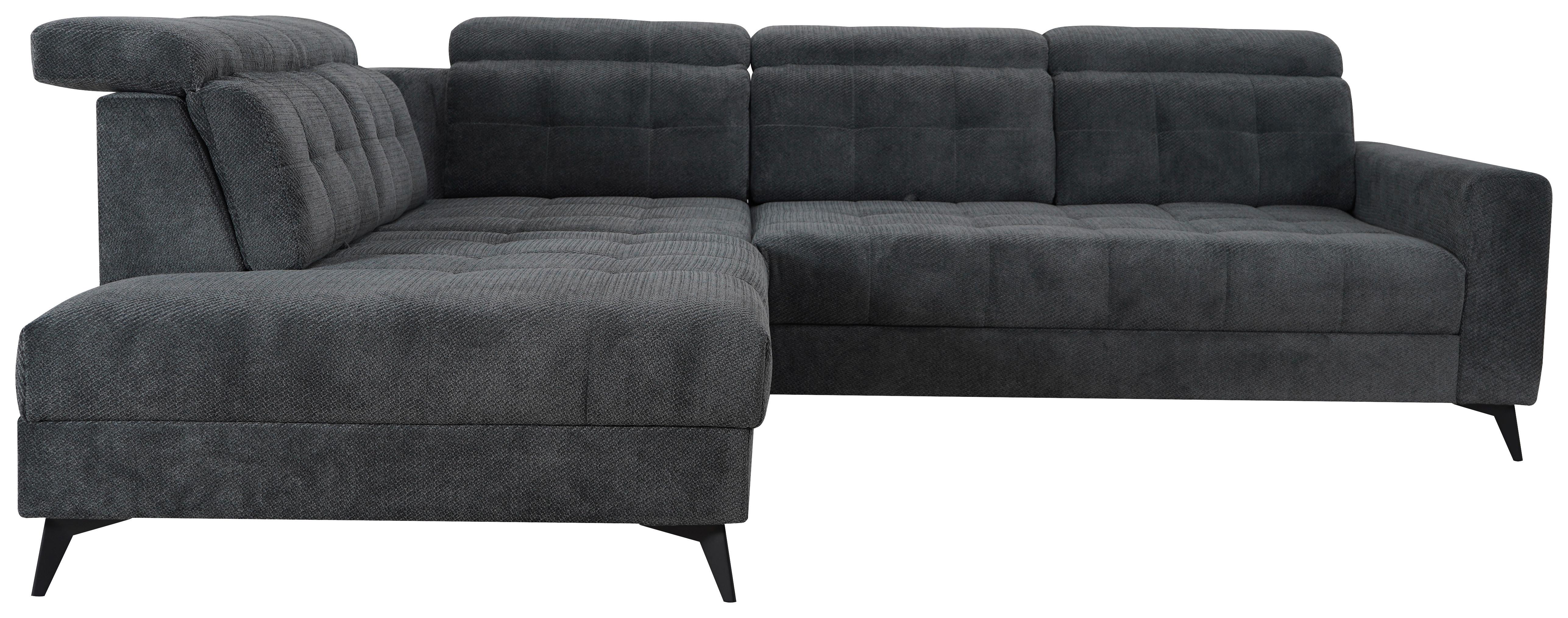 Ecksofa Barletta New Dunkelgrau, Lf: 146x227cm - Dunkelgrau/Schwarz, ROMANTIK / LANDHAUS, Textil (228/289cm) - Luca Bessoni