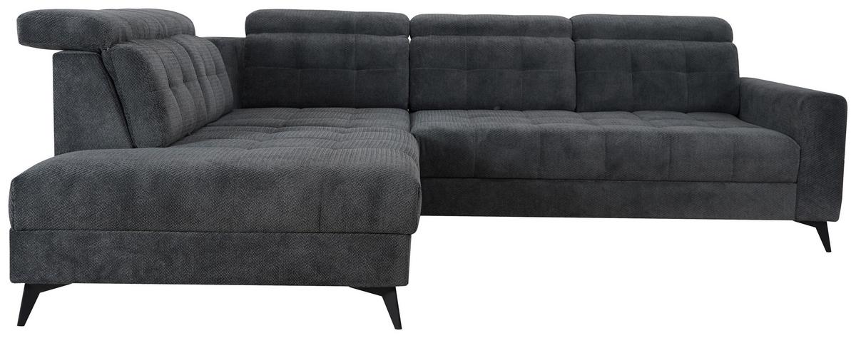 Ecksofa Barletta New Dunkelgrau, Lf: 146x227cm - Dunkelgrau/Schwarz, ROMANTIK / LANDHAUS, Textil (228/289cm) - Luca Bessoni