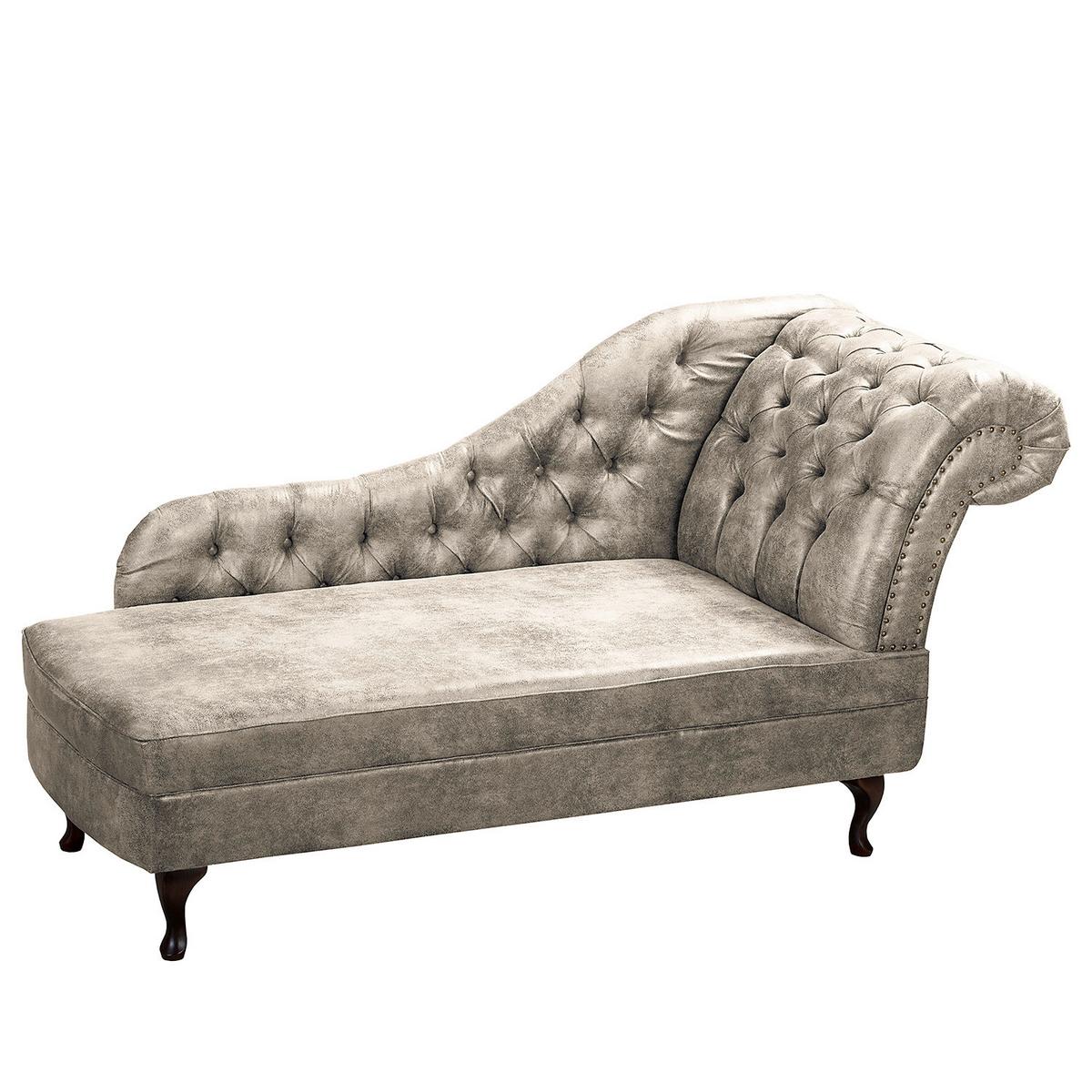 Récamiere Pako Hellgrau B: 185cm - Hellgrau/Braun, Design, Textil (185/93/75cm) - Livetastic