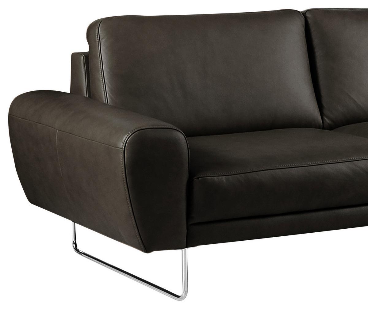 Ecksofa Spring Schwarz Chrom S: 273x250 cm - Chromfarben/Schwarz, Design, Leder (273/250cm) - Livetastic