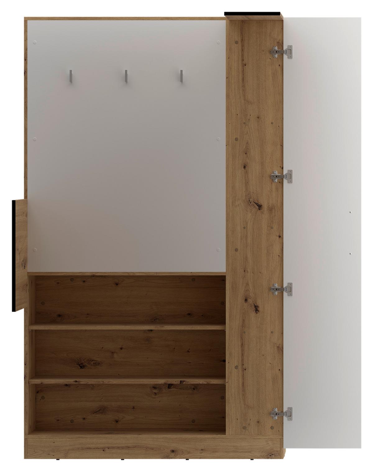 Eckschrank Begehbar Mit Regal 150cm Box, Eiche Dekor/weiß - Weiß/Eiche Artisan, MODERN, Holzwerkstoff (150/205/120cm) - Ondega