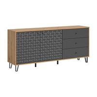 Sideboard Prisma Anthrazit/eiche B: 170 Cm - Anthrazit/Schwarz, Design, Holzwerkstoff (170/76/40cm) - Livetastic