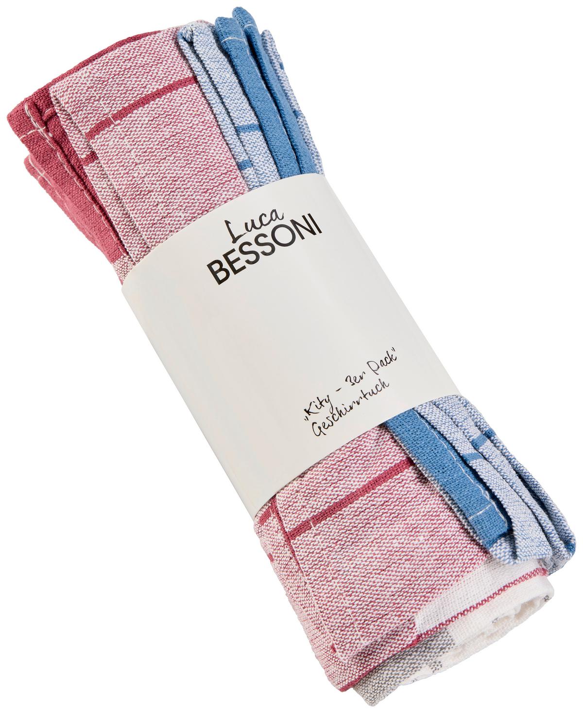 Geschirrtuch Kity - 3er Pack - Blau/Rot, Basics, Textil (45/60cm) - Ondega