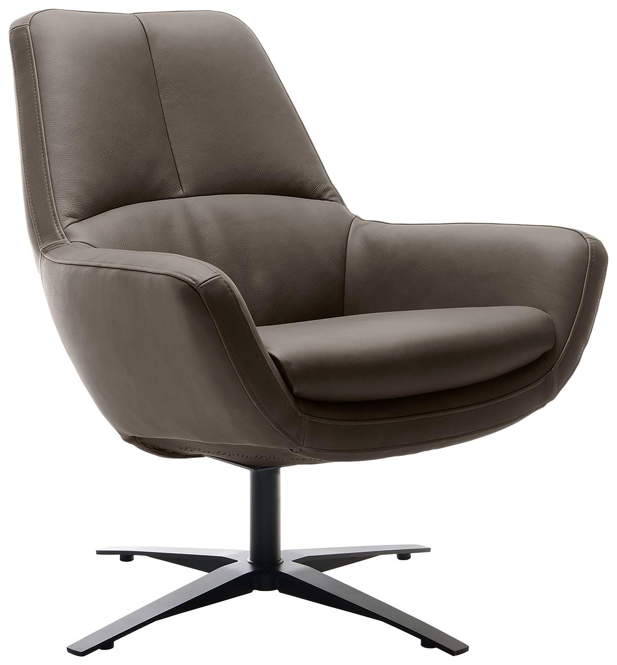 Sessel Be Organic - Schwarz/Grau, MODERN, Leder (81/92/83cm) - Trendmanufaktur