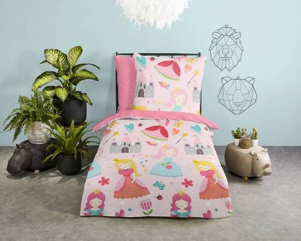 Kinderbettwäsche Royalty Rosa Rot 135x200 Cm - Rot/Rosa, Design, Textil (135/200cm)