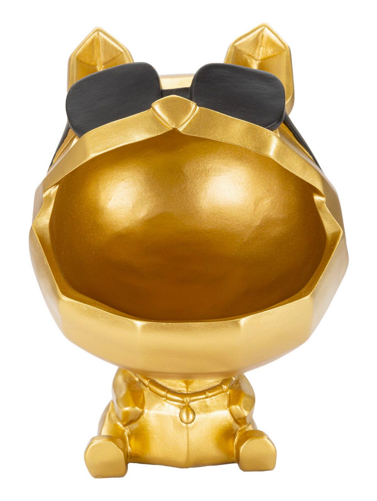 Skulptur Decor Dog Schwarz, Goldfarben B: 17 cm - Goldfarben/Schwarz, Basics, Kunststoff (17/23.5/17cm)