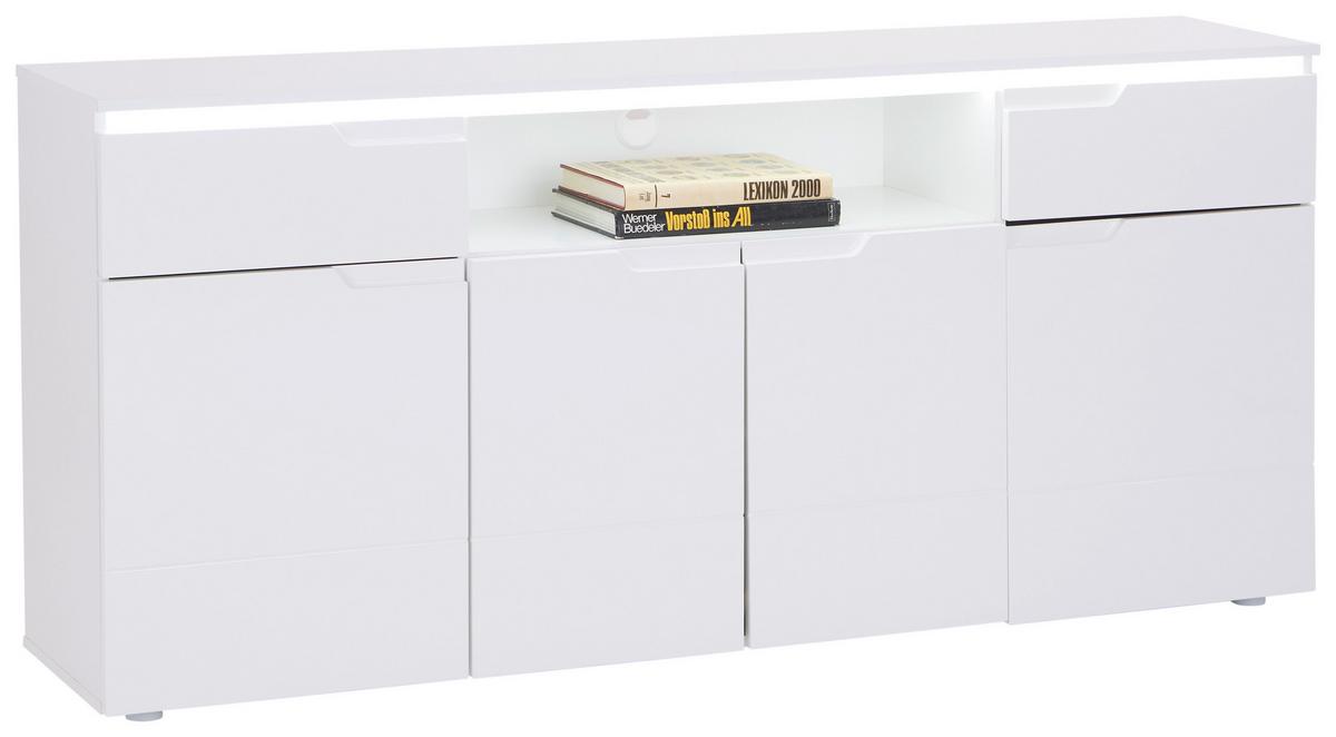 Kommode 180 cm Hilton, Weiß Hilton - Weiß Hochglanz/Weiß, MODERN, Holzwerkstoff (180/83,6/40cm)