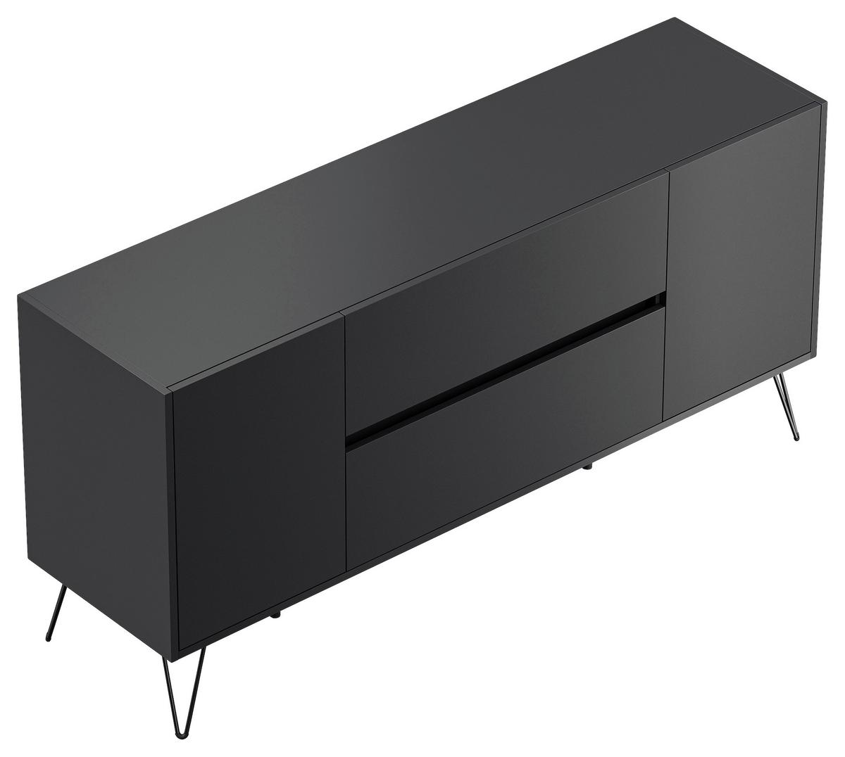 Sideboard Posseik Industrial Graphitfarben B: 155 cm - Schwarz/Graphitfarben, Design, Holzwerkstoff (155/75,8/42cm) - P & B