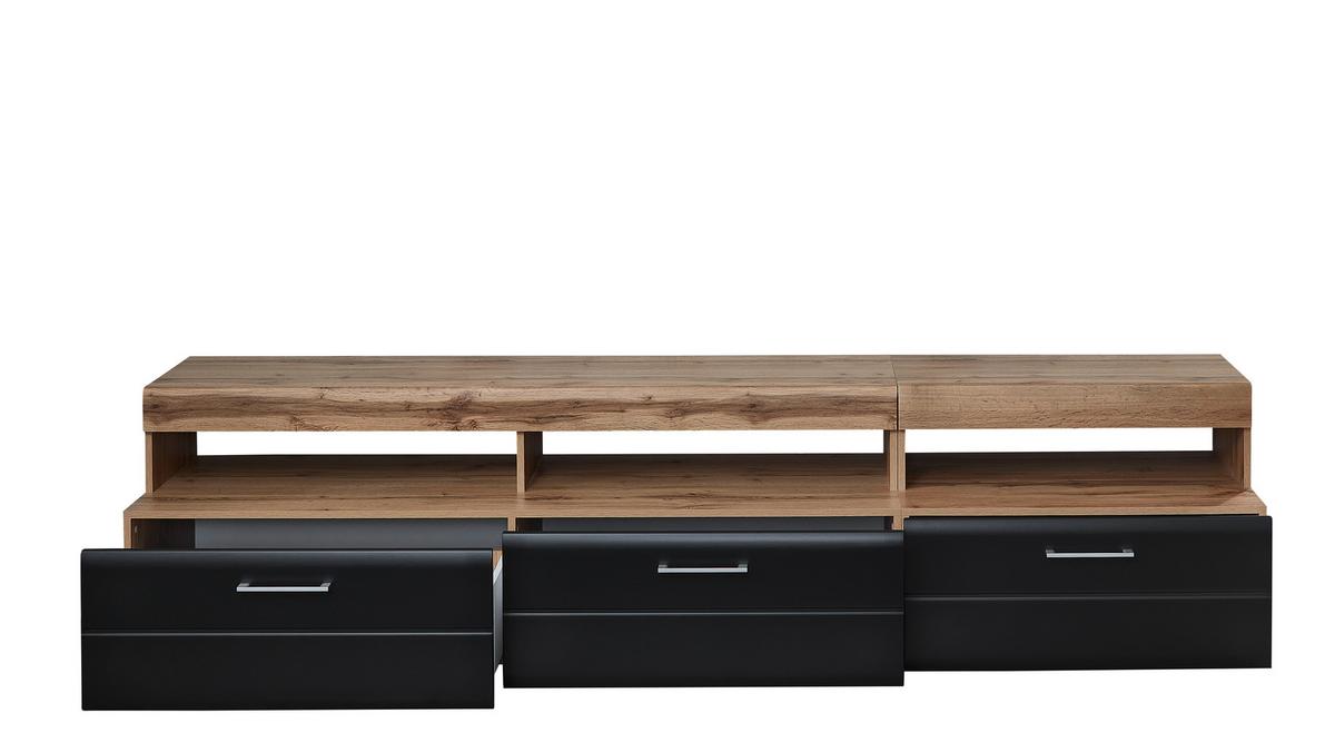 OBÝVACÍ STĚNA SONATE - černá/barvy dubu, Konvenční, kov/kompozitní dřevo (330/208/52cm) - Mömax