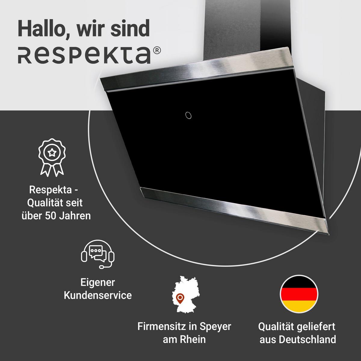 Kopffreihaube Respekta Skala Metall/Glas Schwarz B: 59,5 cm - Schwarz, Trend, Glas/Metall (59,5/74,2-109,2/38,5cm) - Respekta