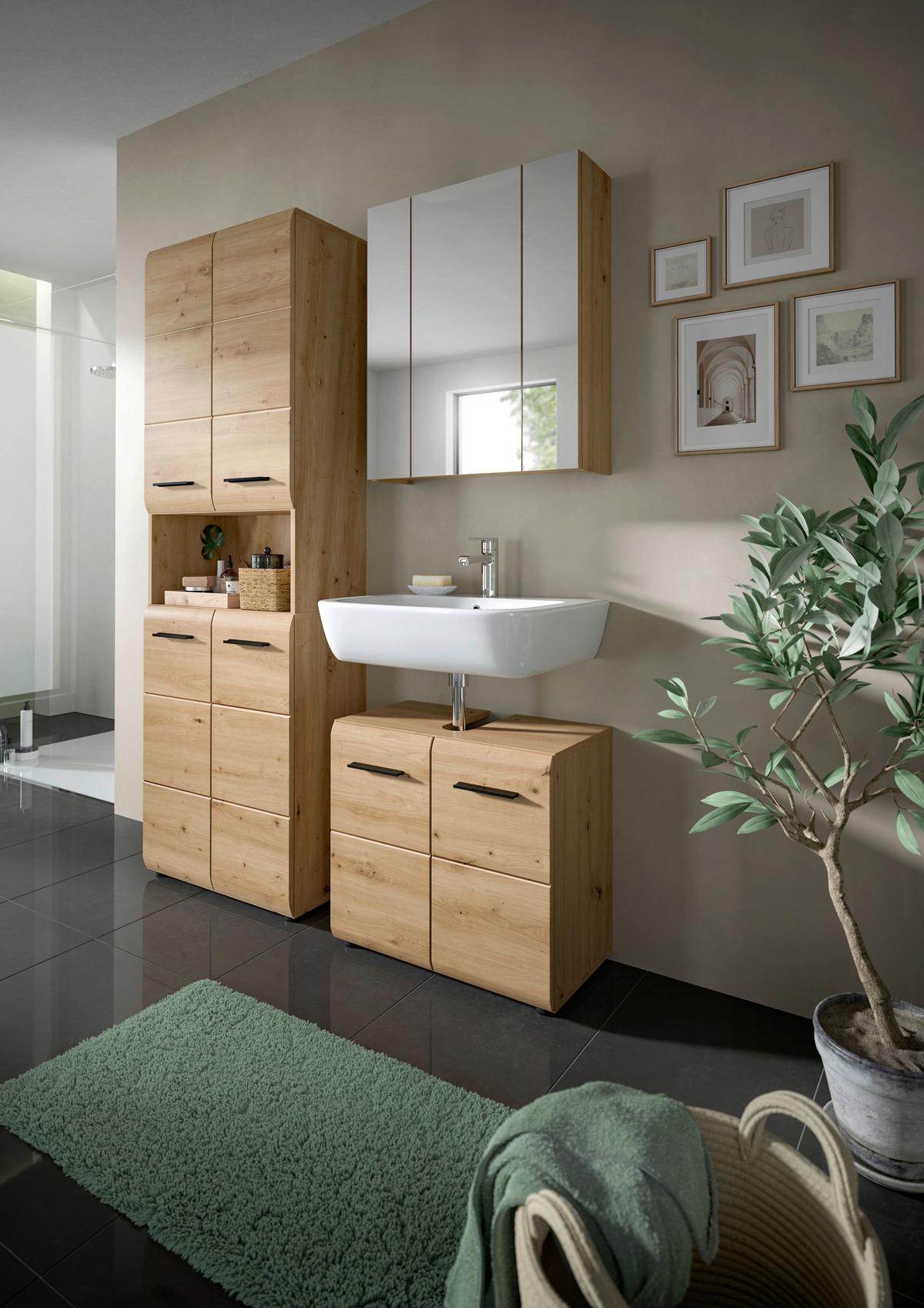 Spiegelschrank Ice Eiche Artisan Dekor B: 60cm - Eiche Artisan, Basics, Glas/Holzwerkstoff (60/70/18cm) - MID.YOU