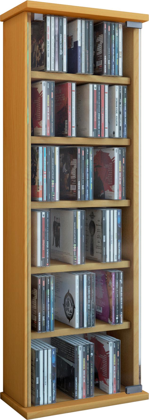 Cd Regal Mit Glastüre Vetro 31 Cm Buche Dekor - Buchefarben, KONVENTIONELL, Glas/Holzwerkstoff (31/91,5/18cm) - MID.YOU