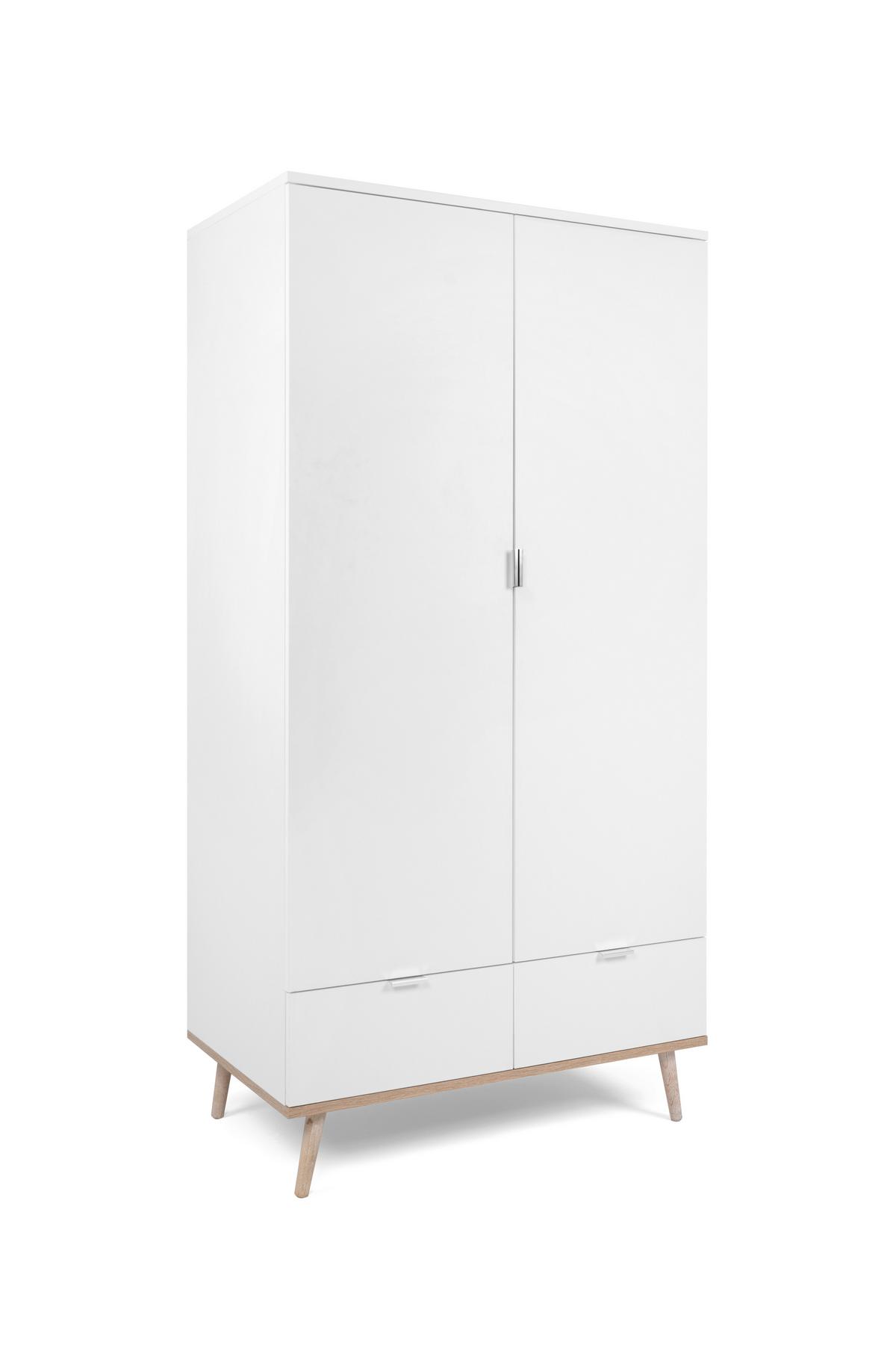 Drehtürenschrank + Schubladen B: 90 Cm Göteburg 61, Weiß - Eichefarben/Weiß, Design, Holzwerkstoff (90/180/55cm) - MID.YOU