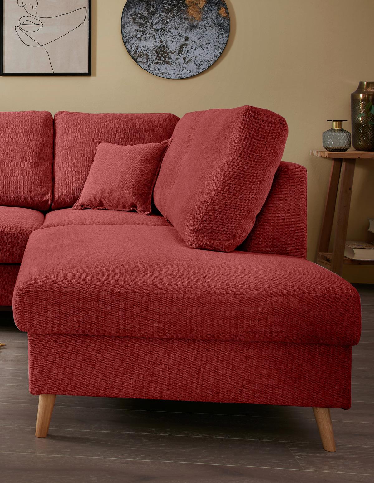 Ecksofa Valentina Rot S: 230x200 Cm - Rot/Naturfarben, MODERN, Textil (230/200cm) - Livetastic