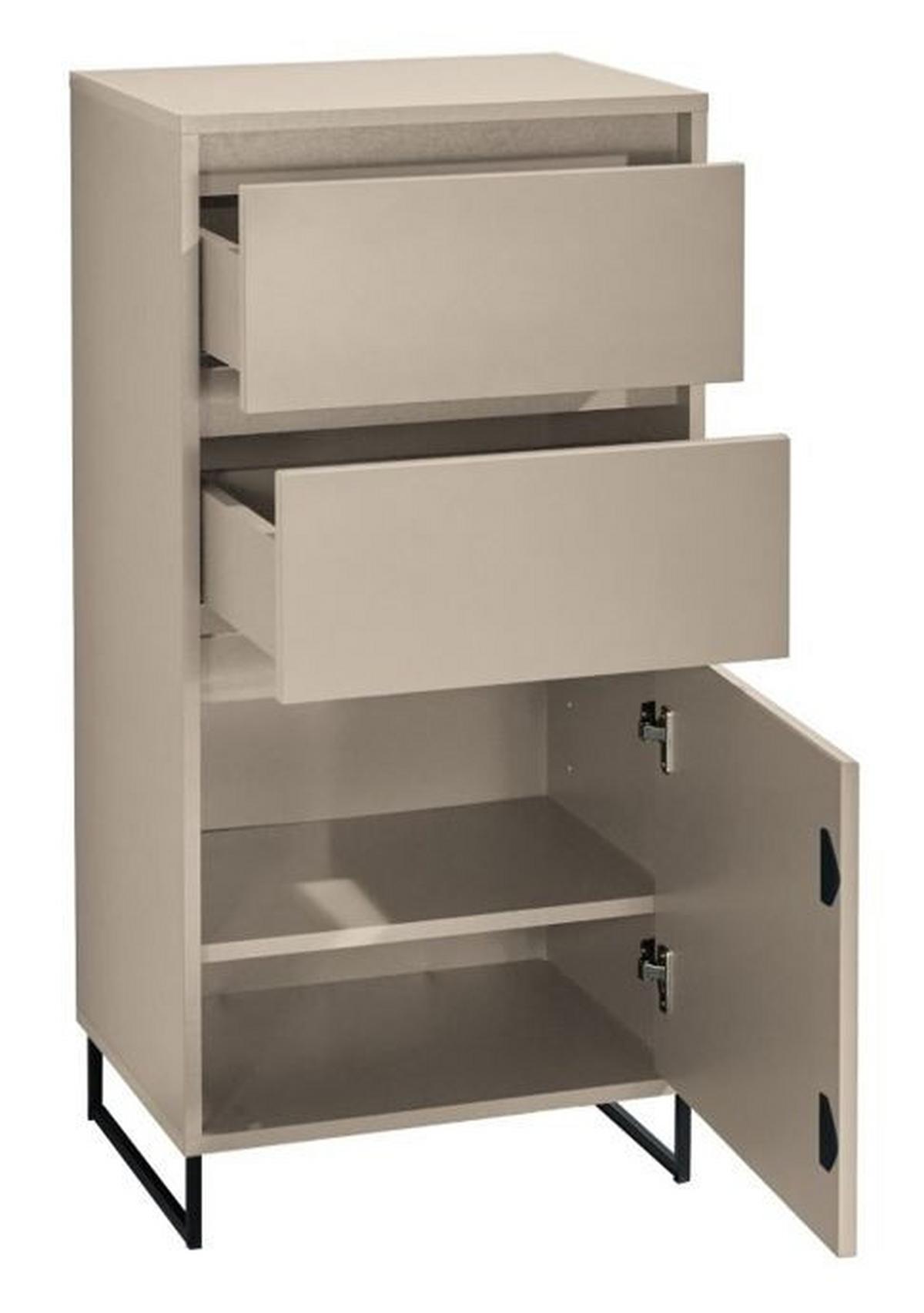 Komoda Cologne, farba kašmírová, š: 50 cm - čierna/kašmírová, Design, kov/kompozitné drevo (50/103/38cm)