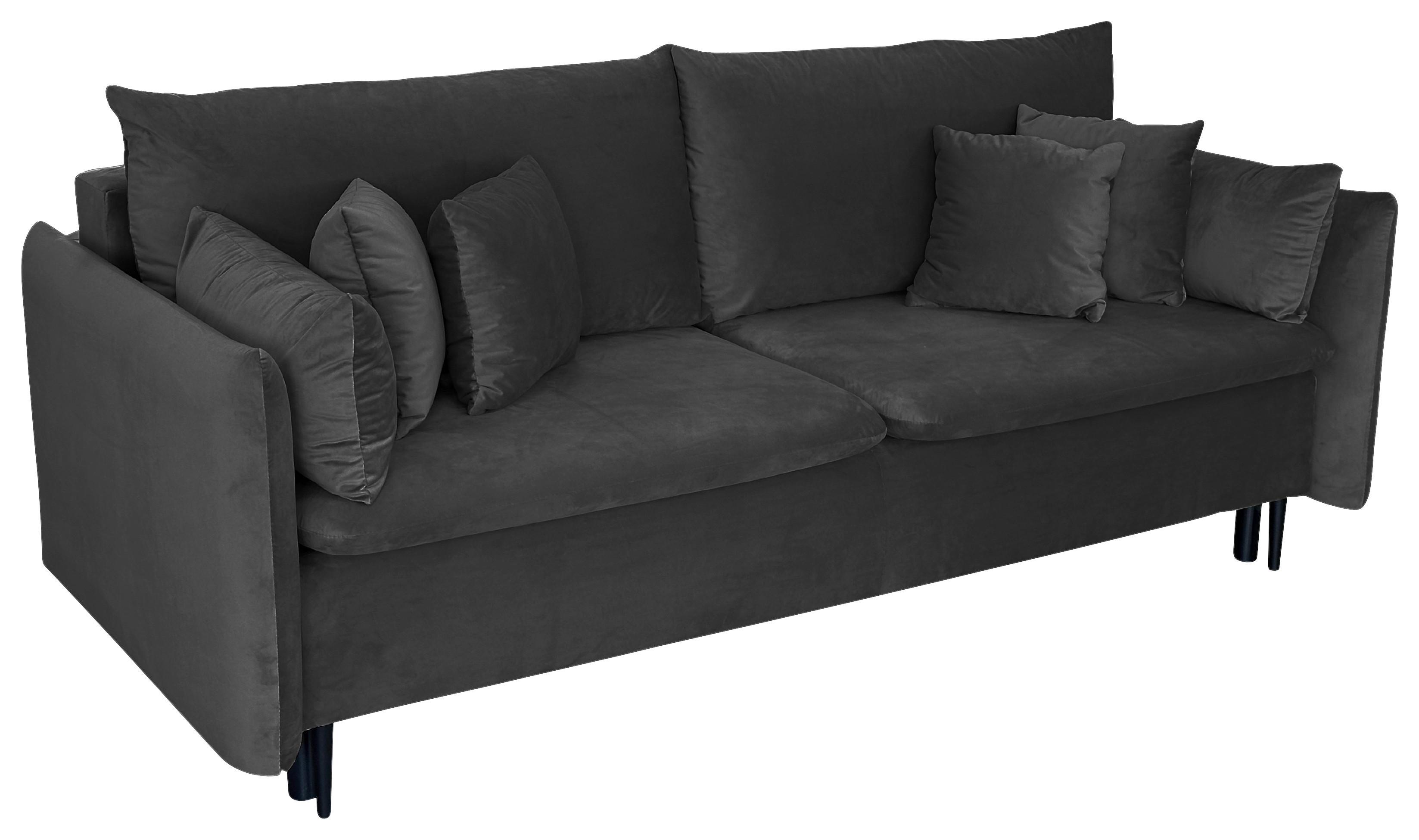 Schlafsofa Mit Bettkasten Orlando Grau B: 220 Cm - Schwarz/Grau, Design, Textil (220/96/102cm) - MID.YOU