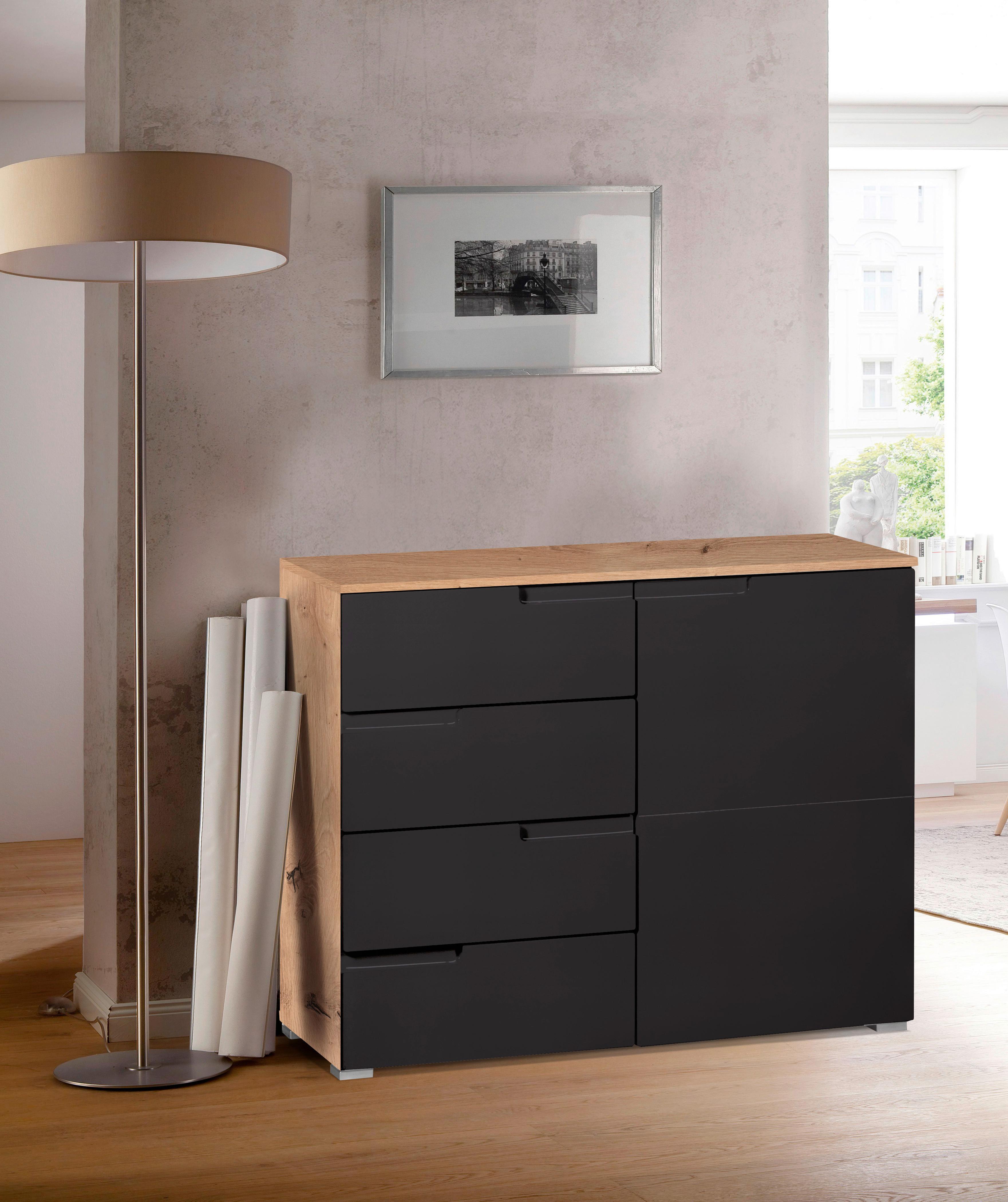 Komód Moon 3 100/80 Cm - Artisan tölgy/antracit, Modern, faalapú anyag (100/80/40cm)