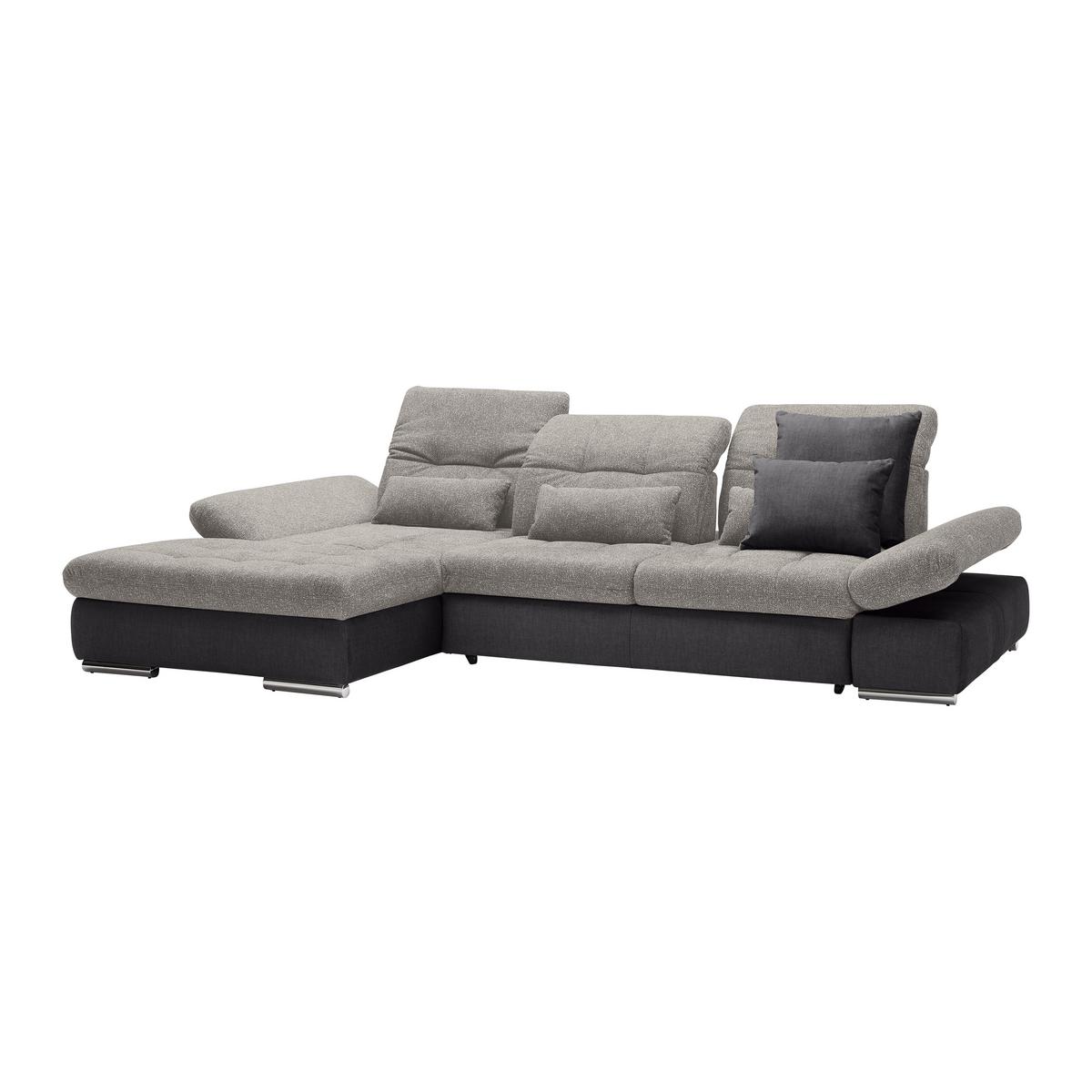 Rohová sedačka SANFINO, ľavá, tmavosivá / strieborná - chrómová/strieborná, Konventionell, kov/drevo (199/79-96/305cm) - Premium Living