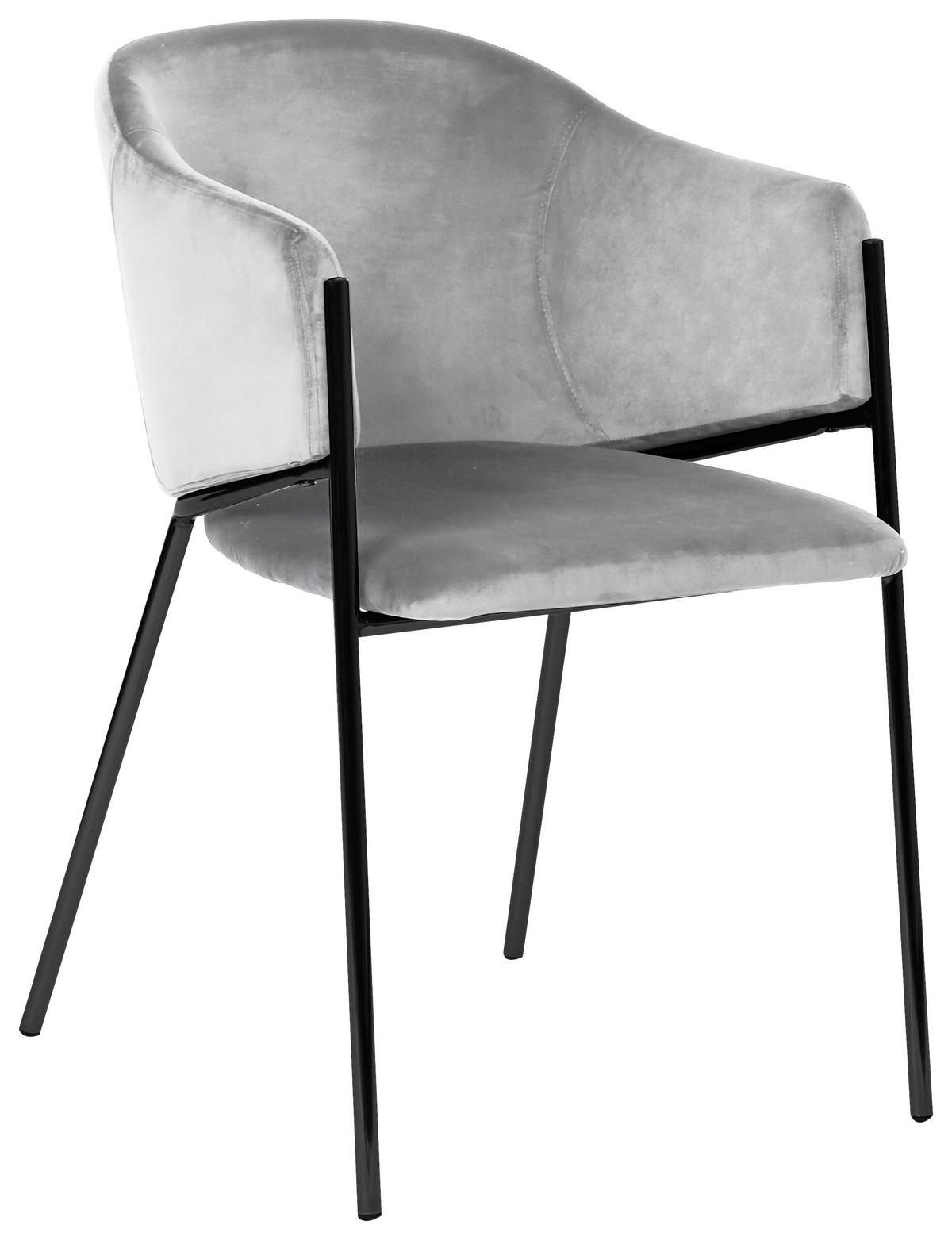 Armlehnstuhl-set Kronos -Trend Hellgrau/schwarz - Hellgrau/Schwarz, Trend, Textil/Metall (53/77/60cm) - Livetastic