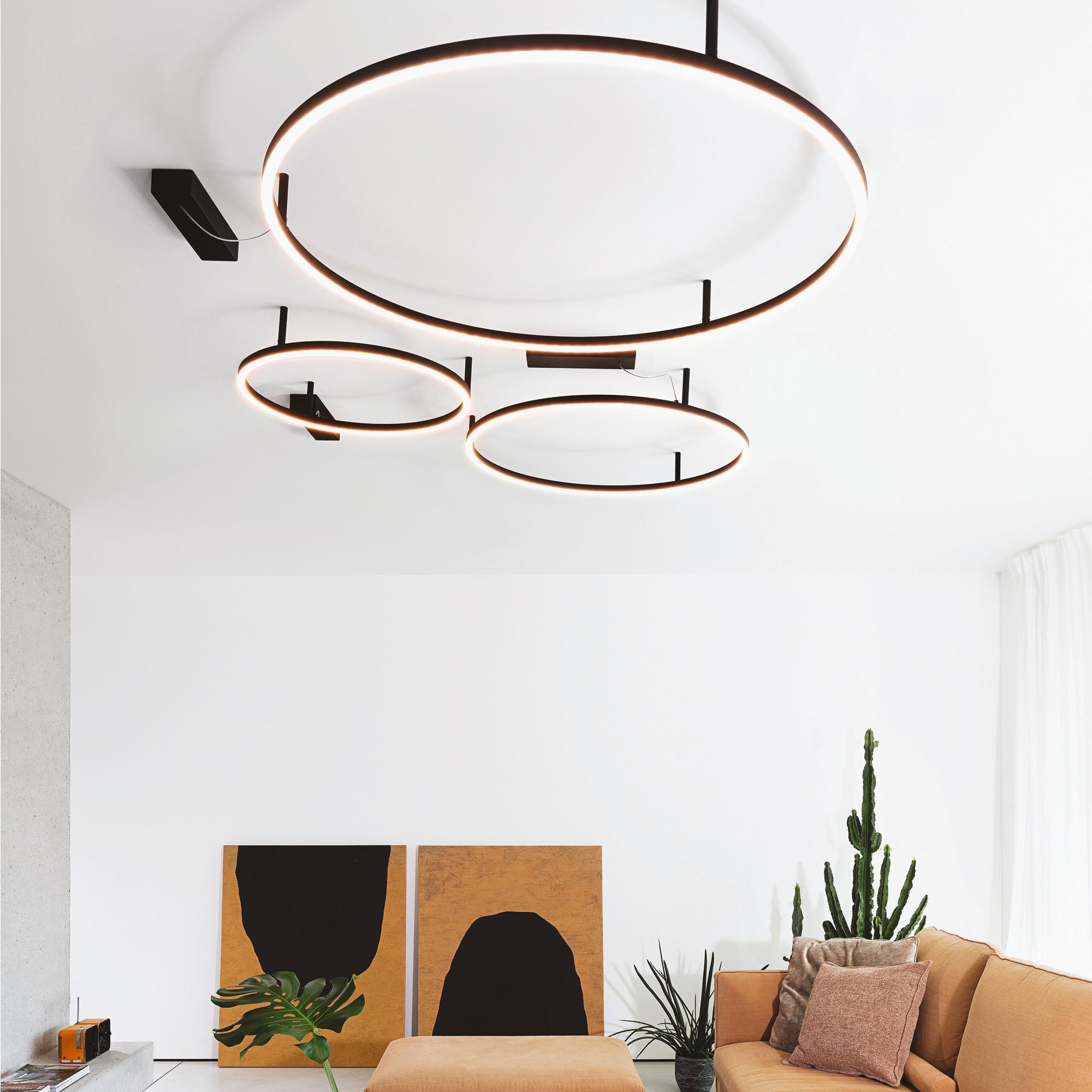 LED-Deckenleuchte Oracle Slim Schwarz D: 70 cm - Schwarz, Design, Kunststoff/Metall (70/7cm) - Ideal Lux