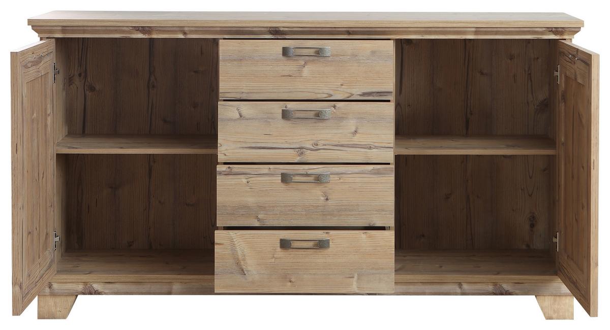 KOMODA NEPAL - barvy smrku/barvy stříbra, Konvenční, kov/kompozitní dřevo (175/97/45cm)