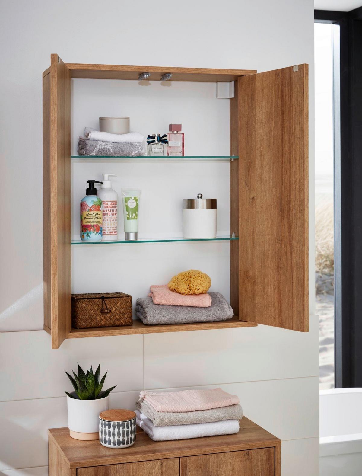 Hängeschrank Finn B:60cm Eiche/dekor - Eichefarben, MODERN, Glas/Holzwerkstoff (60/75/18,5cm) - MID.YOU
