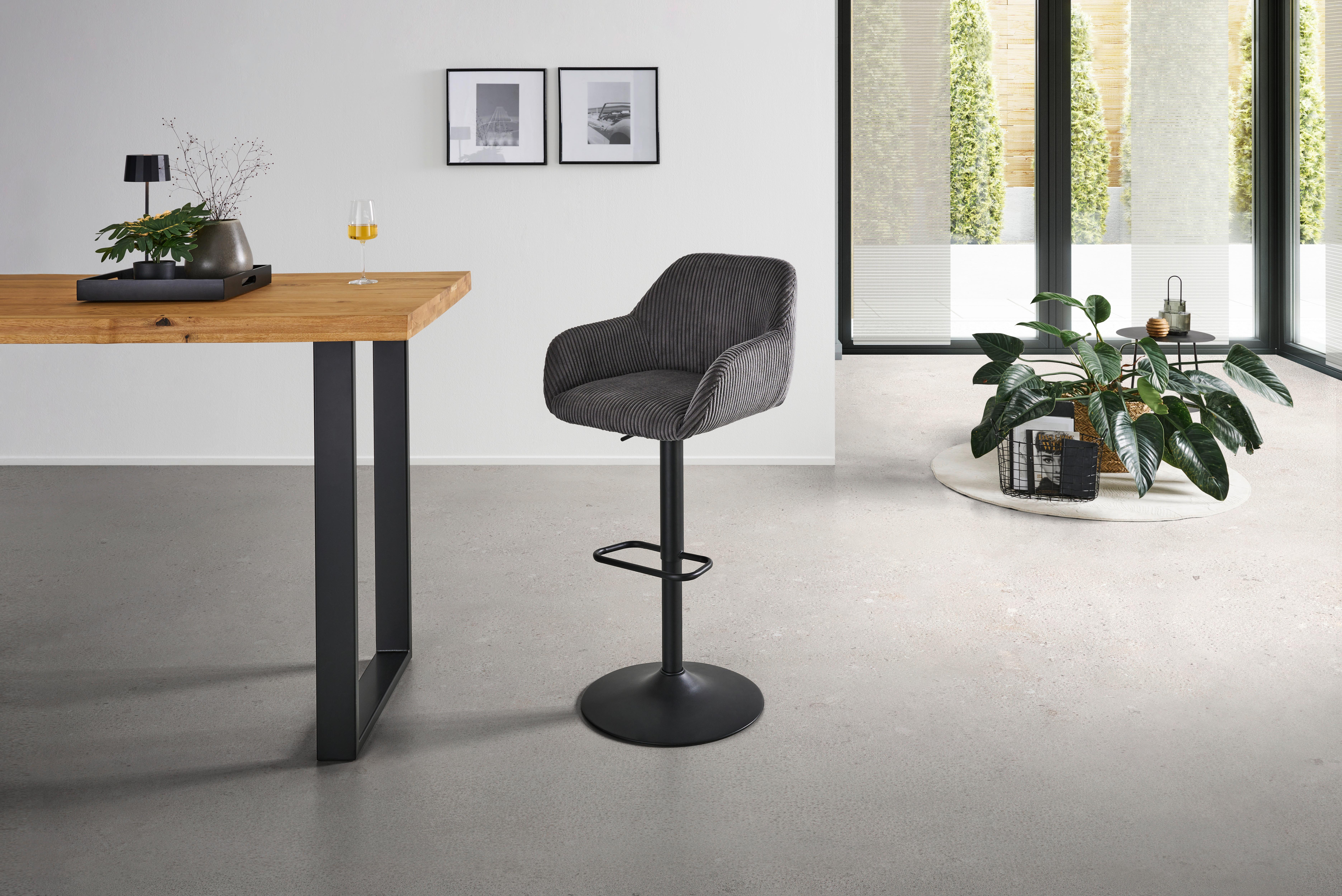 Barhocker Kiana - Schwarz/Grau, LIFESTYLE, Textil/Metall (44/95-117/55cm) - Livetastic