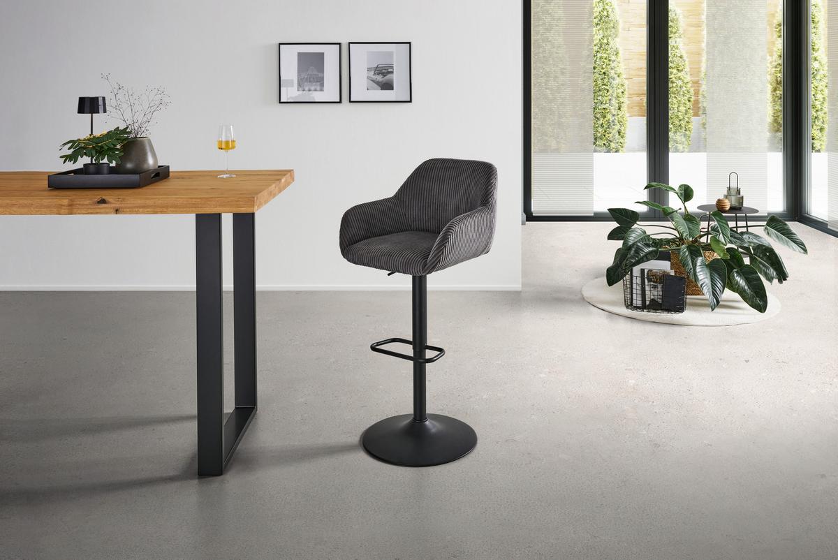 Barhocker Kiana - Schwarz/Grau, LIFESTYLE, Textil/Metall (44/95-117/55cm) - Livetastic