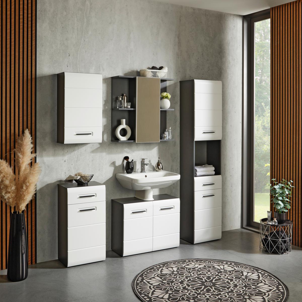 Pearl New Snol 111 Mosdó Alatti Szekrény - antracit/fehér, Konventionell, faalapú anyag (70/55,5/29,6cm)