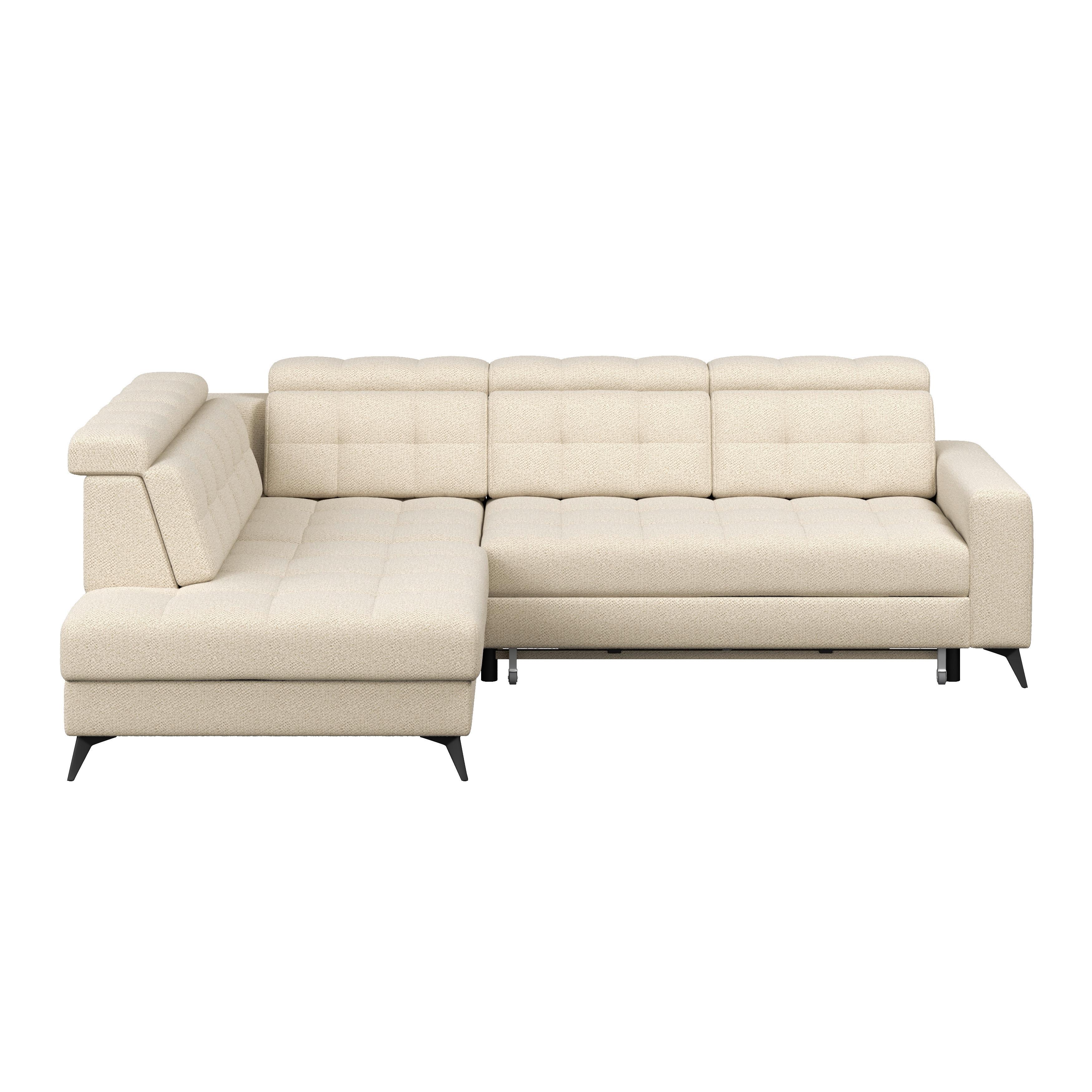 Ecksofa Barletta New Velours Beige, 228x289cm - Beige/Schwarz, ROMANTIK / LANDHAUS, Textil (228/289cm) - Luca Bessoni