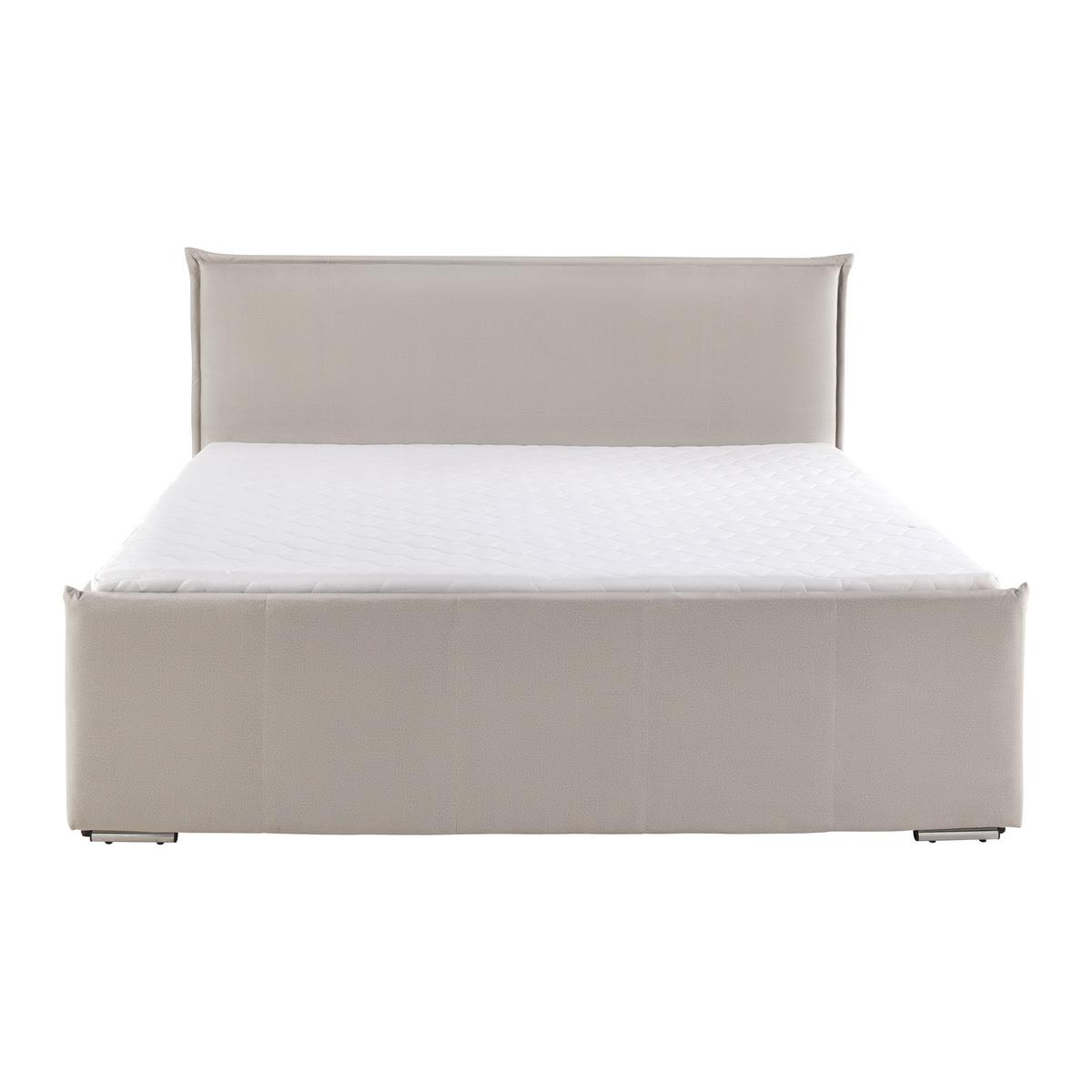 Posteľ boxspring s toperom, 200x200 cm, béžová - chrómová/béžová, Modern, kov/drevo (200/200cm) - Bessagi Home