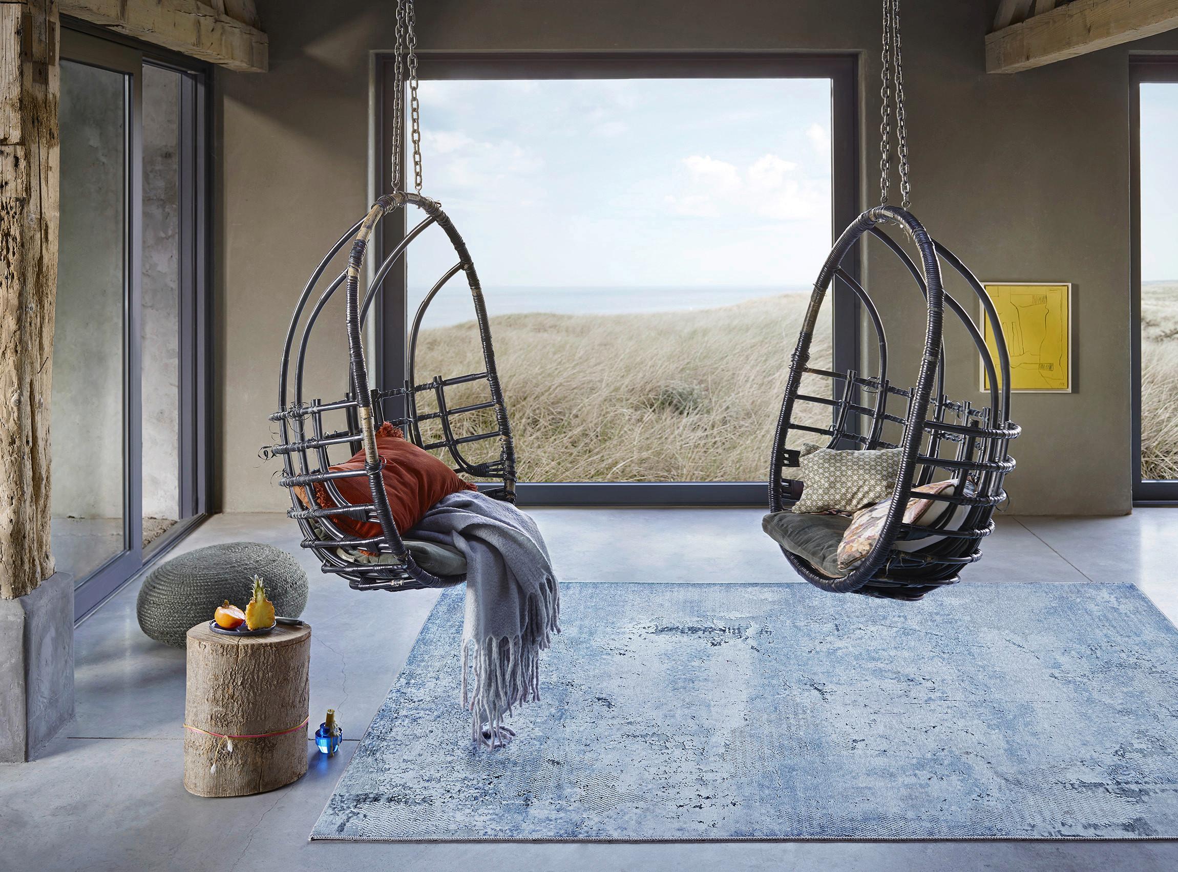 Webteppich Radiate Blau/grau 130x190 Cm - Blau/Grau, Design, Textil (130/190cm) - WECON HOME