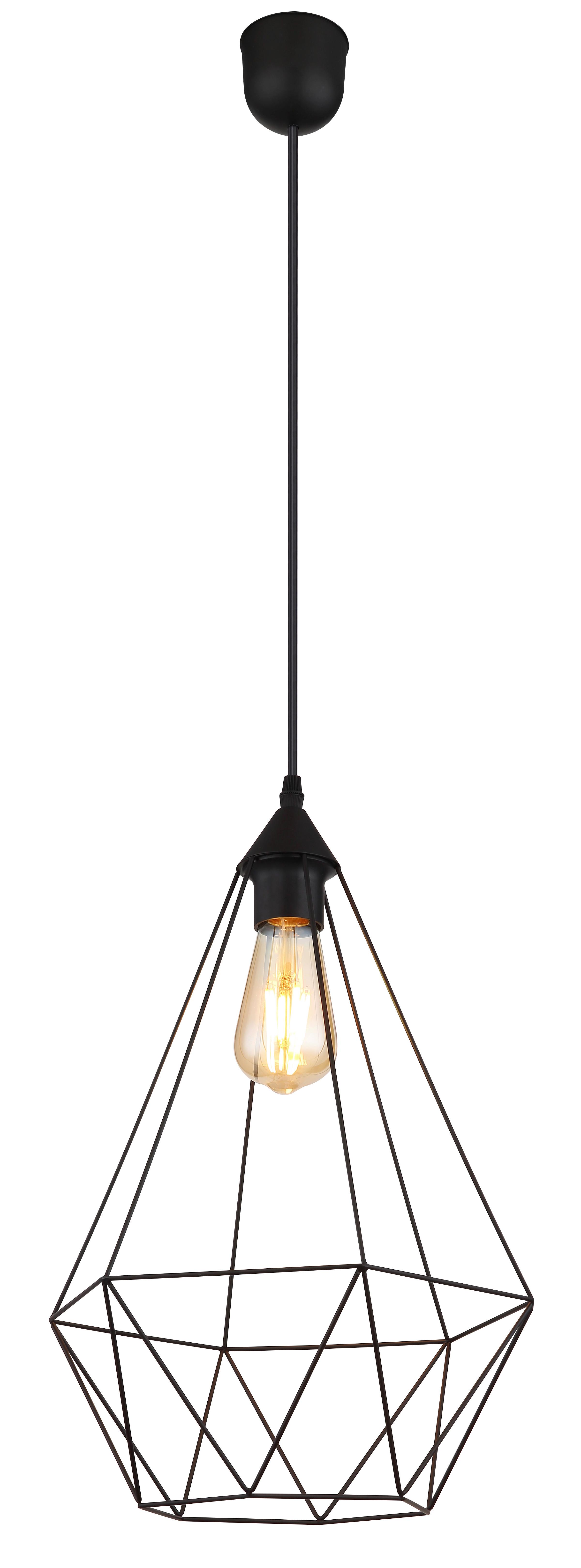 Hängeleuchte 15745h1 - Schwarz, Design, Textil/Metall (30/120cm) - Globo