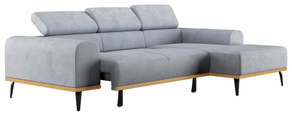 Ecksofa Hellgrau Mit Sitzvorzug S: 244x157 Cm - Hellgrau/Schwarz, KONVENTIONELL, Textil (244/157cm) - Cotta