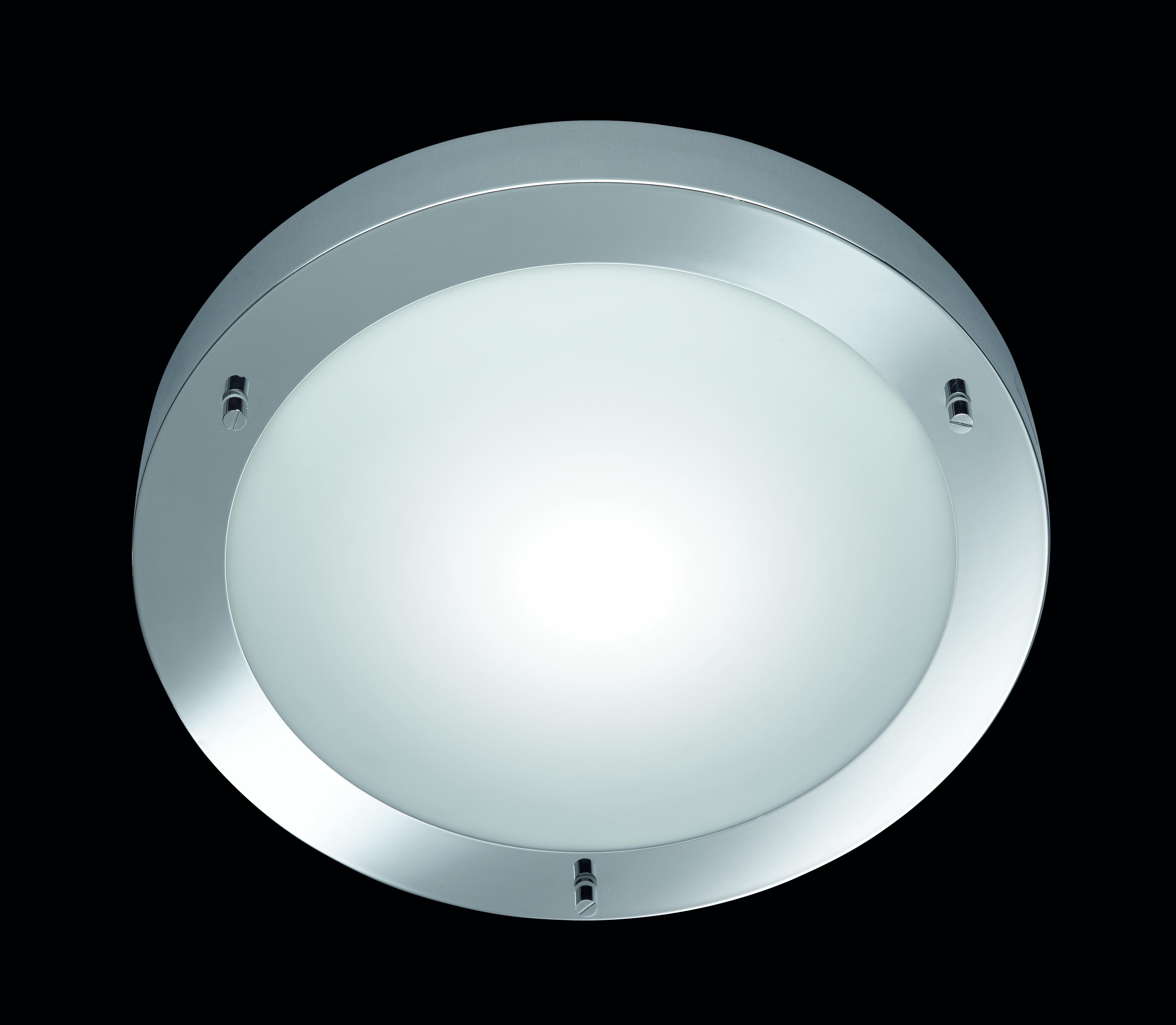 Deckenleuchte Ø 31,5 Cm 1-Flammig Rund Opalglas Matt - Chromfarben/Weiß, Basics, Glas/Metall (31,5/8,0cm) - Trio Leuchten