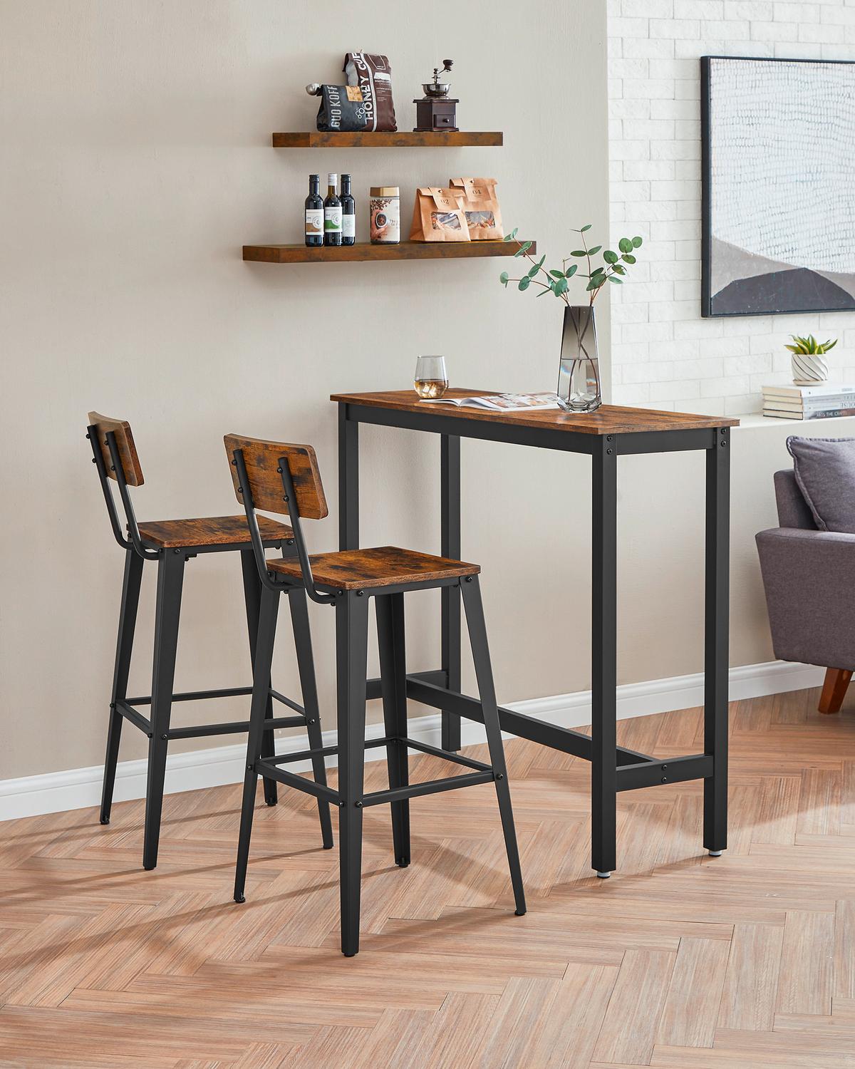 Barhocker-set Dunkelbraun B: 45,4 Cm - Dunkelbraun/Schwarz, MODERN, Holzwerkstoff/Metall (45,4/102,2/45,4cm) - MID.YOU