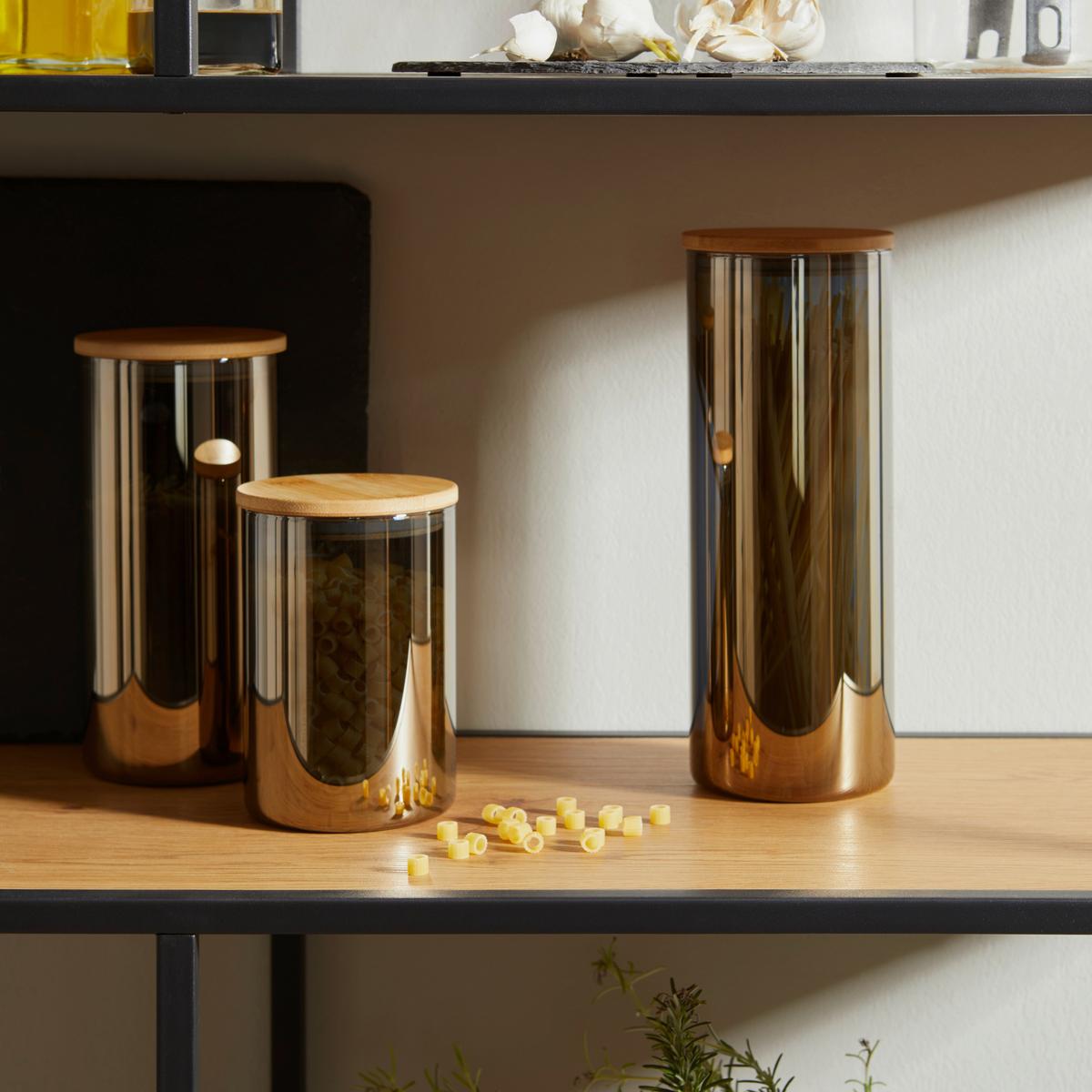 Vorratsglas Cedric - Naturfarben/Grau, Basics, Glas/Holz (10/28cm) - James Wood