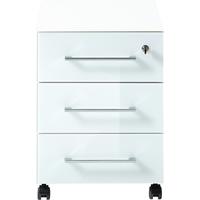 Rollcontainer Gw-monteria Weiß - Weiß, MODERN, Glas/Holzwerkstoff (40/55/50cm) - Germania