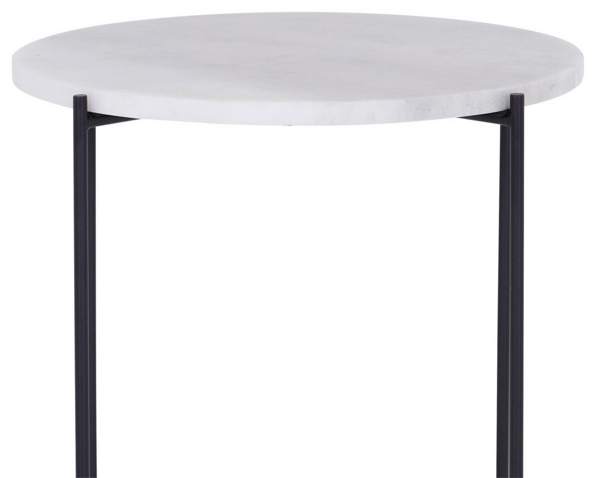 Beistelltisch Milano Schwarz/Weiß - Schwarz/Weiß, Design, Stein/Metall (42/45/42cm) - Livetastic
