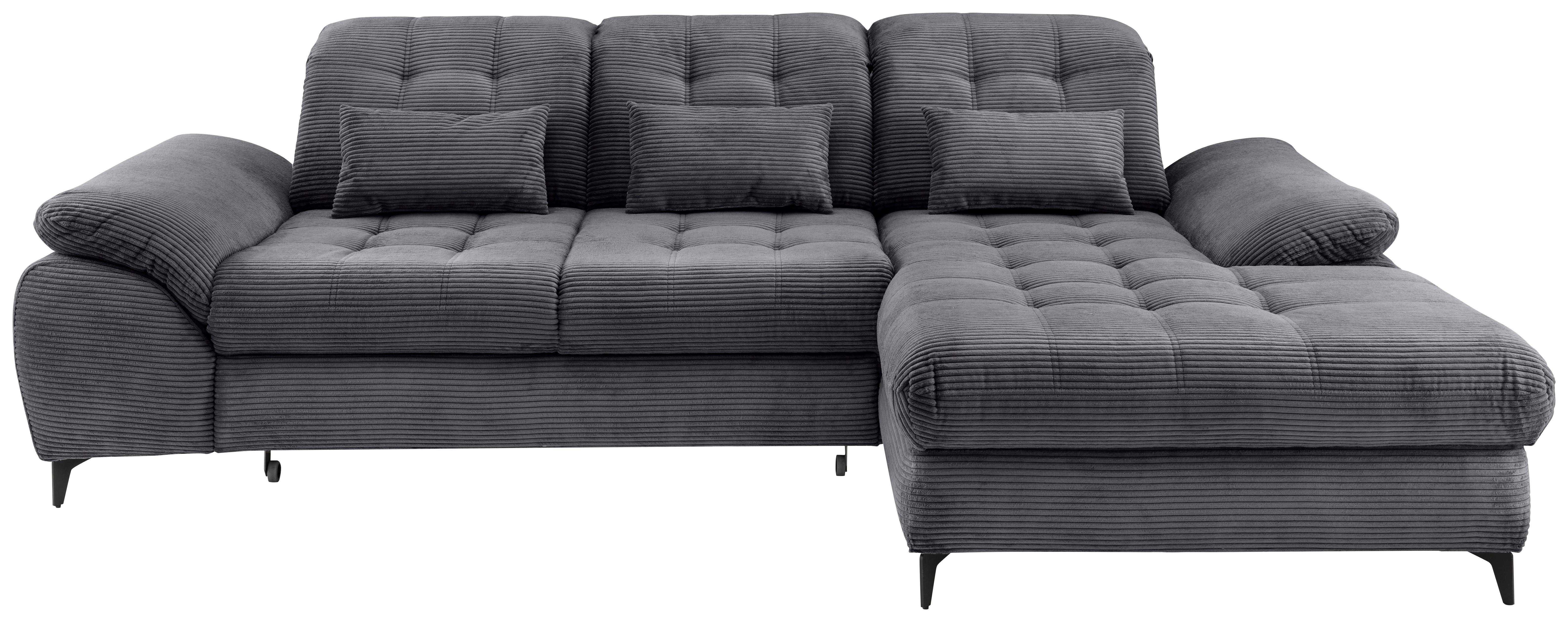 ECKSCHLAFSOFA Delphino, Grau S: 273x189 cm - Schwarz/Grau, MODERN, Textil (273/189cm) - Livetastic