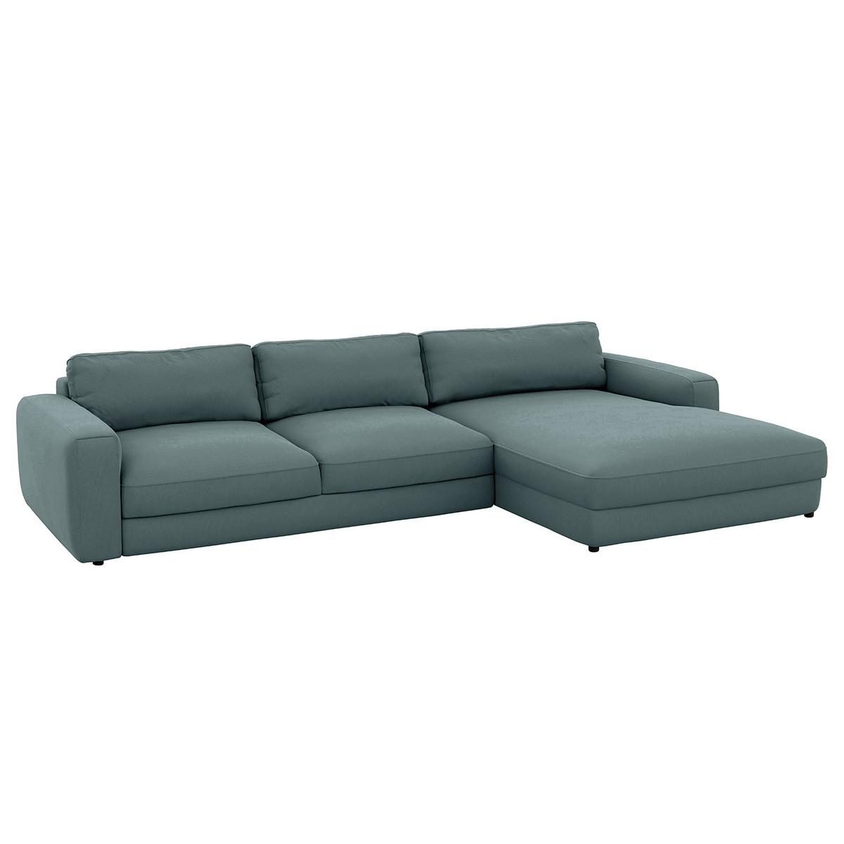 Ecksofa Bourbon Blaugrau S: 303x176 cm - Blaugrau/Schwarz, MODERN, Textil (303/176cm) - Trendmanufaktur