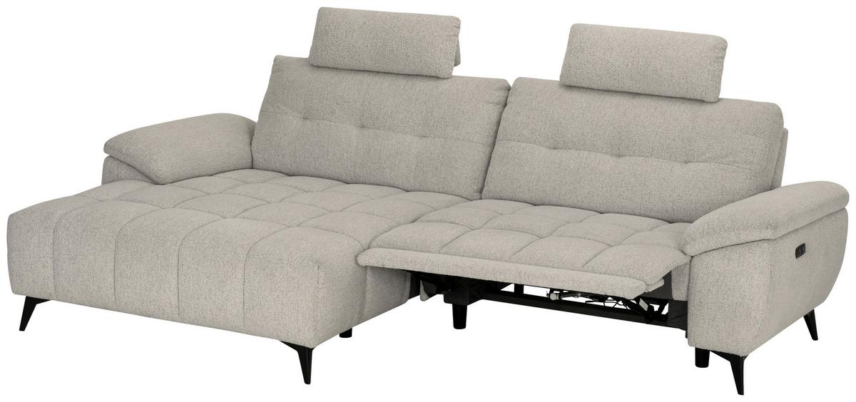 Sedací souprava VENICE, levá, bílá, elektrické nastavení noh - bílá/černá, Moderní, kov/dřevo (156/268cm) - Premium Living