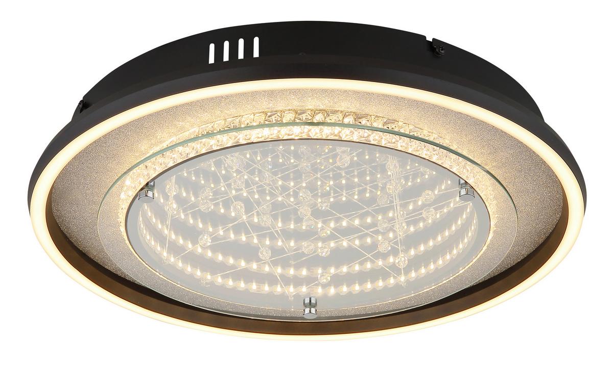 LED-Deckenleuchte Memory-Funktion - Klar/Silberfarben, Design, Glas/Kunststoff (40/6,8cm) - Globo