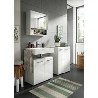 Badezimmer Copa Grau Weiß Hg B: 140 cm - Weiß Hochglanz/Schwarz, MODERN, Holzwerkstoff (140cm) - MID.YOU