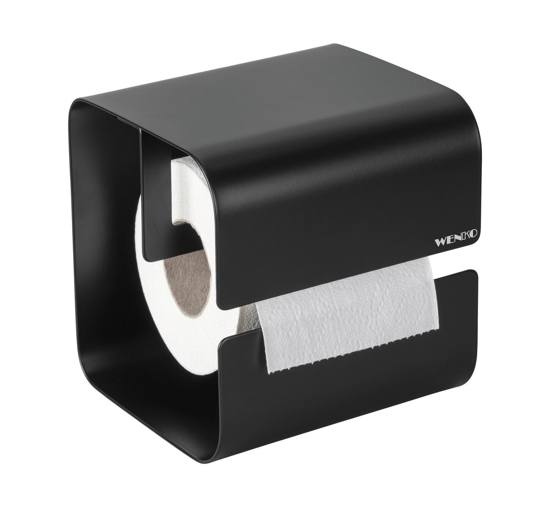 DRŽÁK NA TOALETNÍ PAPÍR TURBO-LOC LIZAN - černá, Moderní, kov (14/14,5/13,7cm) - Mömax