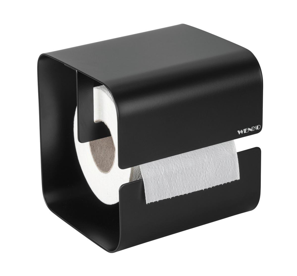 DRŽÁK NA TOALETNÍ PAPÍR TURBO-LOC LIZAN - černá, Moderní, kov (14/14,5/13,7cm) - Mömax