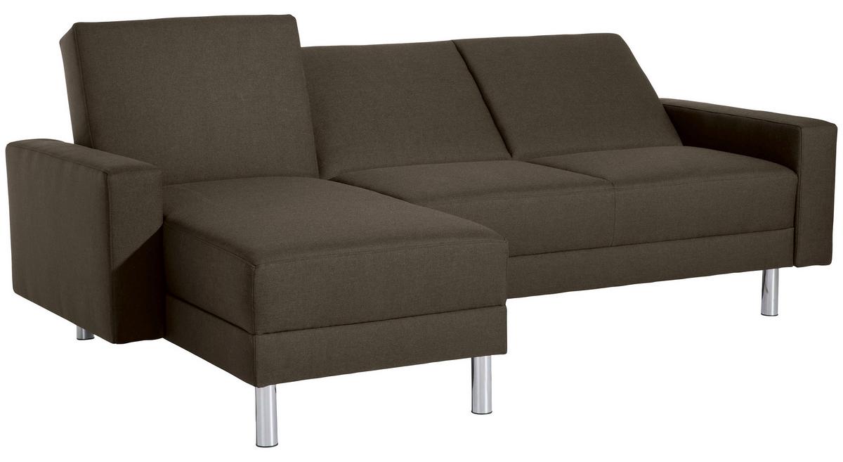 Ecksofa mit Schlaffunktion Just Fashion Braun - Chromfarben/Braun, KONVENTIONELL, Textil (152/230cm) - Max Winzer