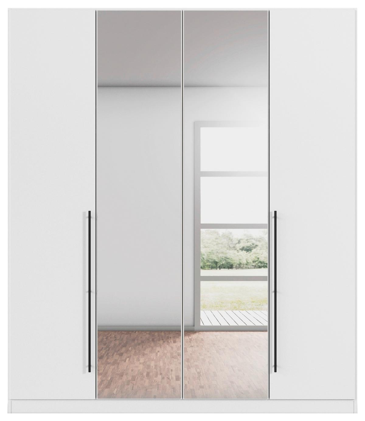 Kleiderschrank Safari mit Spiegel B: 181 cm - Champagner/Weiß, KONVENTIONELL, Holzwerkstoff (181/210/54cm)